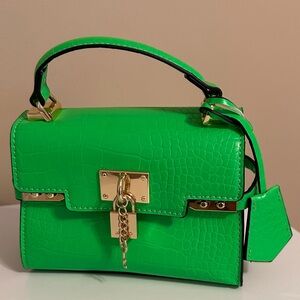 Aldo Bright Green Mini Bag with Gold Accents